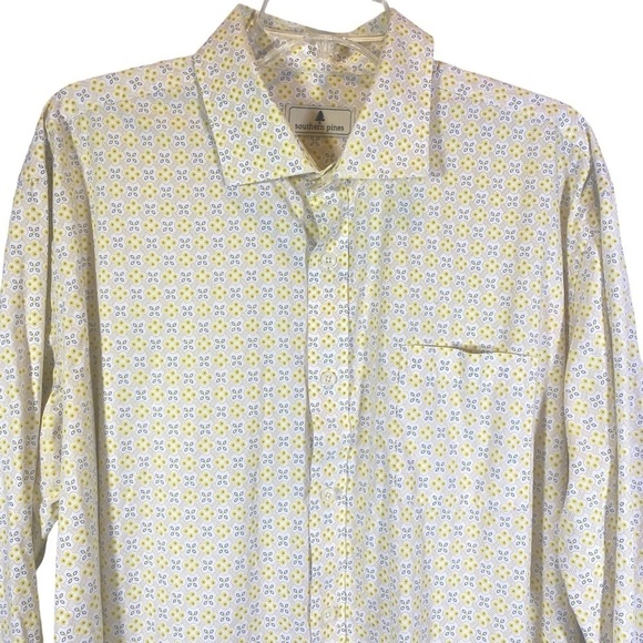 SOUTHERN PINES men size XXL long sleeve button up yellow tan floral casual shirt - Picture 1 of 7